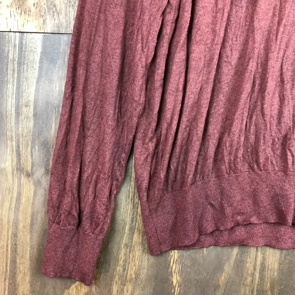Banana Republic Mens Sweater Burnt Orange Brown V Neck Silk Cashmere Blend XL